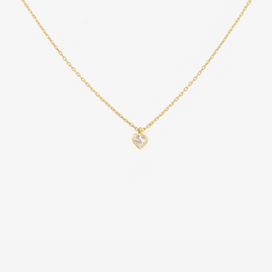 collier petit coeur en or jaune 18 carats et diamant taillé face