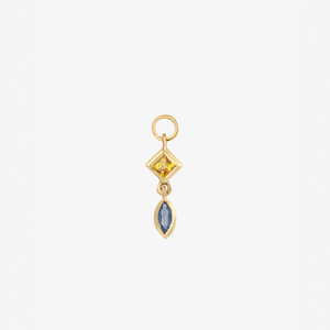Charm piercing saphir jaune saphir bleu Or 18 carats Sophie d'Agon Face