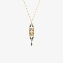 Load image into Gallery viewer, Ava Collier 1 Marine, or Jaune , diamants blancs, saphirs bleu 
