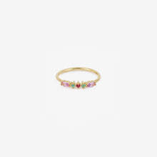 Load image into Gallery viewer, Bague Gaia 6 rouge or jaune, émeraudes, saphirs roses et rubis face
