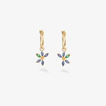 Load image into Gallery viewer, Georgia earrings, 18k recycled gold, sapphires, emeralds, face
