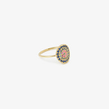 Load image into Gallery viewer, Bague Yellowstone 1 bleue or jaune, saphirs roses et bleus profil
