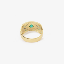 Load image into Gallery viewer, Bague Ani 2 Hydra en or 18k avec émeraudes, saphirs bleus et diamants blancs dos
