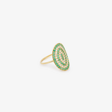 Load image into Gallery viewer, Bague Ani 1 Anis en or 18k avec émeraudes et diamants blancs profil
