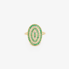 Load image into Gallery viewer, Bague Ani 1 Anis en or 18k avec émeraudes et diamants blancs face
