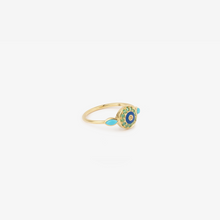 Load image into Gallery viewer, Bague Luna 1 Hydra en or 18k avec émeraudes, saphirs jaune et turquoises profil
