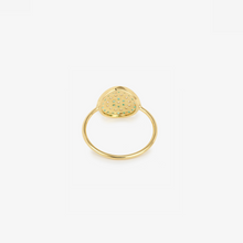 Load image into Gallery viewer, Bague Yellowstone 1 Anis en or 18k avec émeraudes et diamants blancs dos
