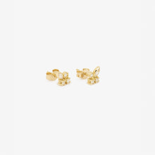 Load image into Gallery viewer, Camélia Boucles d&#39;Oreilles 1 Diamant, or jaune et diamants blancs, profil
