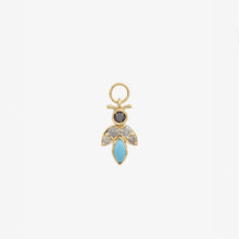 Load image into Gallery viewer, Charm Luciole turquoise or jaune 18 carats turquoise naturelle face
