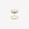 Ginger Bague 2 Bleue et Gaia Bague 6 Diamant, or jaune, saphir bleu, diamant salt and pepper, diamants blancs face