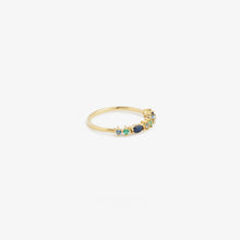 Load image into Gallery viewer, Bague Gaia 2 marine or jaune, saphirs bleus et émeraudes profil
