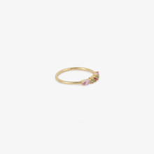 Load image into Gallery viewer, Bague Gaia 6 rouge or jaune, émeraudes, saphirs roses et rubis profil
