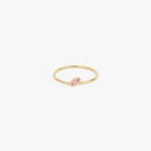 Load image into Gallery viewer, Bague Georgia 1 Rose en or jaune avec saphir rose face
