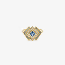 Load image into Gallery viewer, Ginger Bague 6 Bleue , or jaune , saphir bleu , diamant  , saphirs verts 
