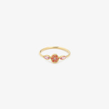 Load image into Gallery viewer, Bague Ministone 2 rouge or jaune 18 carats, saphirs rouges et roses face
