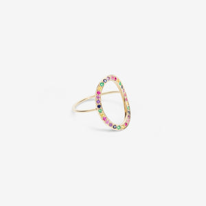 Rainbow Oval Ring Multicolor