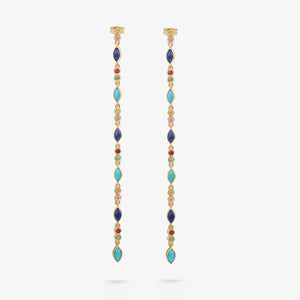 Gaia earrings with turquoise, lapis lazuli, emeralds, rubies, sapphires, face