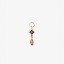 Load image into Gallery viewer, Charm piercing saphir Bleu saphir Rose Or 18 carats Sophie d&#39;Agon Face
