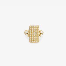 Load image into Gallery viewer, Ava bague 1 diamant or jaune, diamants blancs, face 
