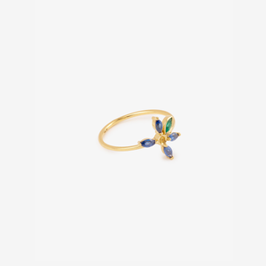 Georgia ring 2 blue, blue sapphires, emerald, yellow sapphires, profil