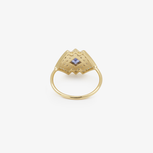 Load image into Gallery viewer, Ginger Bague 6 Bleue , or jaune , saphir bleu , diamant , saphirs verts
